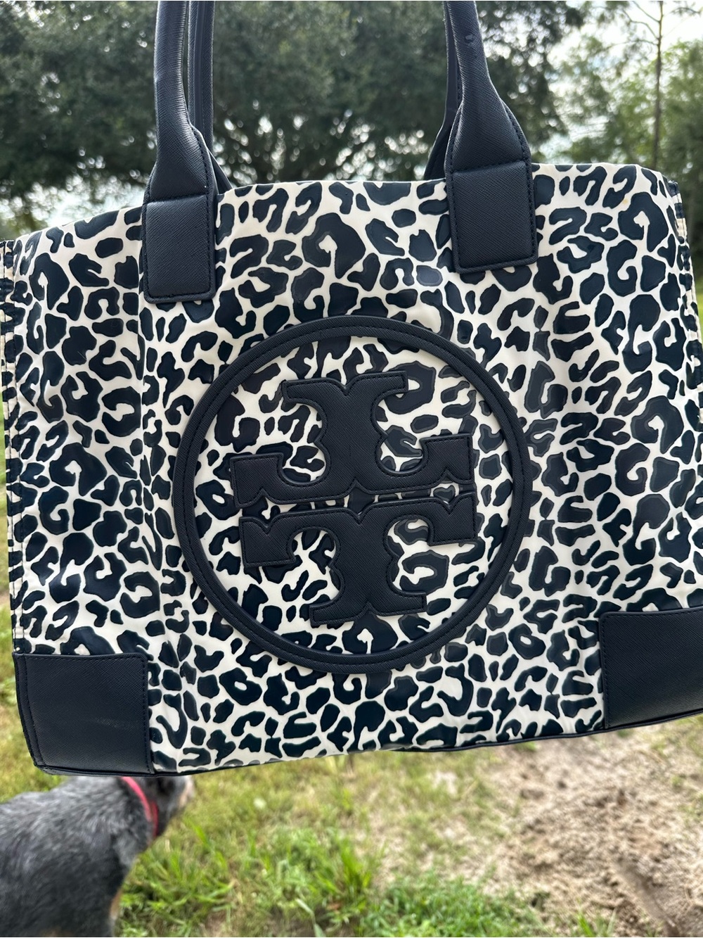 Tory Burch Black and White Leopard Print Tote - Picture 10 of 12